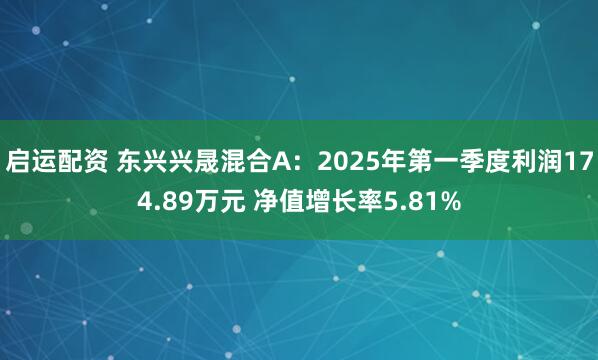 启运配资 东兴兴晟混合A：2025年第一季度利润174.89万元 净值增长率5.81%